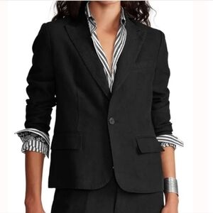 Polo Ralph Lauren Women's Black Preppy 100% Linen Blazer Jacket. Size 10